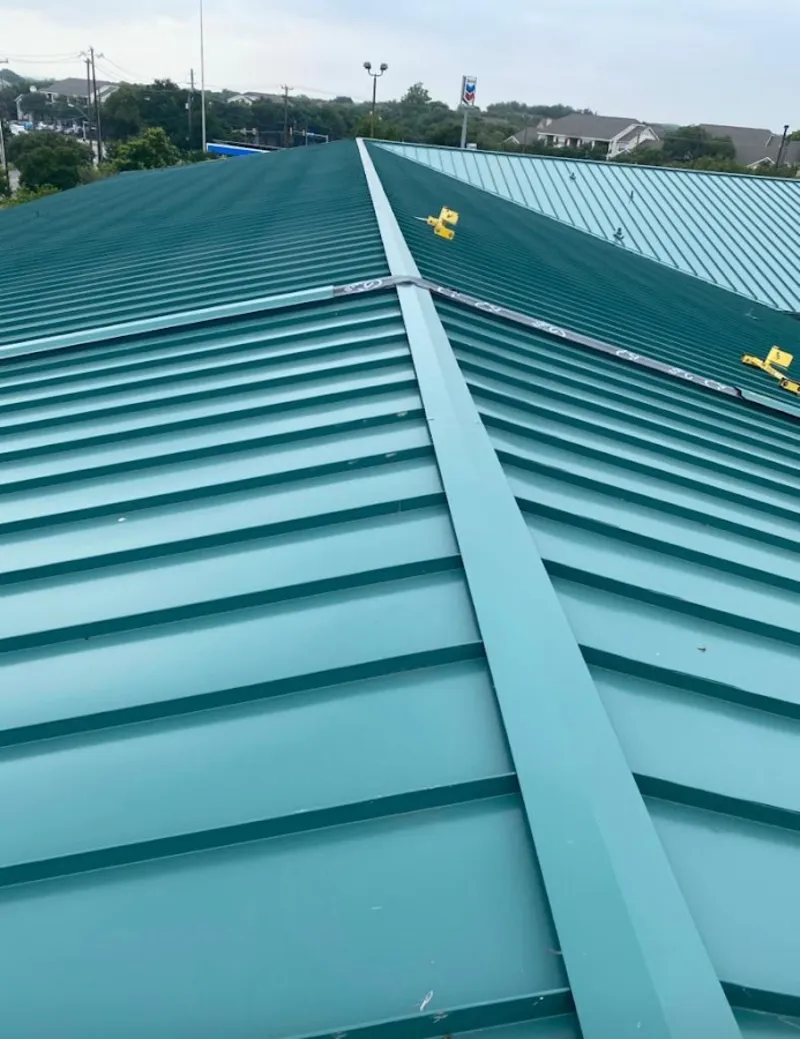 Green commercial metal roof ridge and valley for Metal Roof Repair in Villa Rica